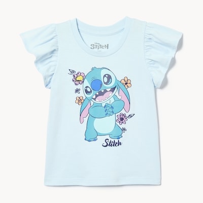 Toddler Girls' Disney Stitch Ruffled T-Shirt - Blue