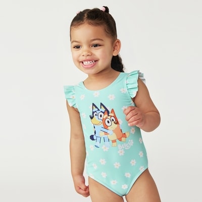 Maillot à volants Bluey pour petites filles - Turquoise