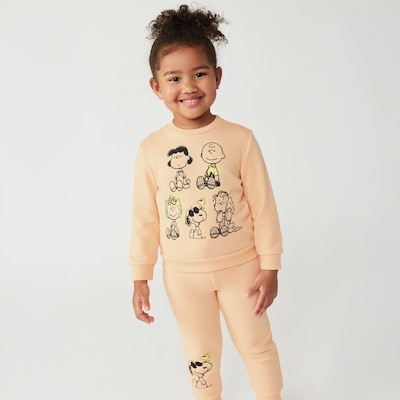 Ensemble à imprimé Peanuts, petites filles - Pêche