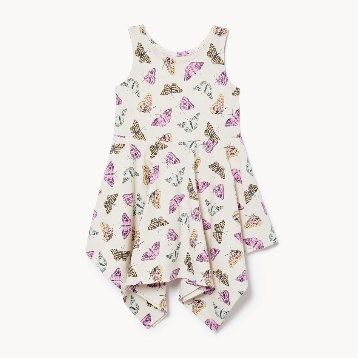 Toddler Girls' Printed Handkerchief Hem Dress - Off White