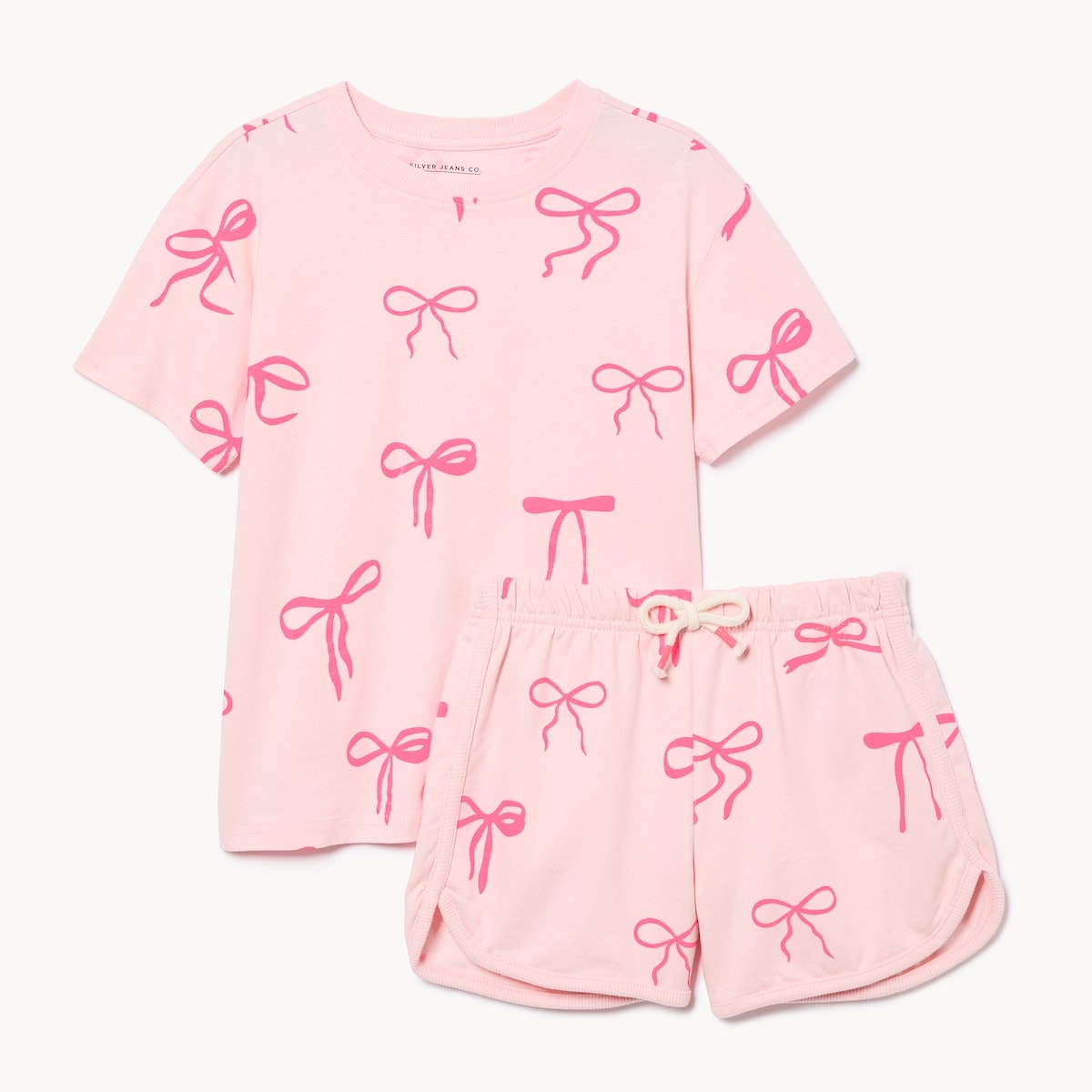 Toddler Girls' Silver Jeans T-Shirt Set - Pink