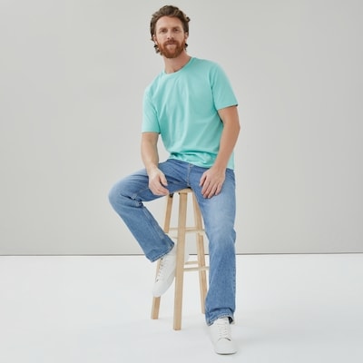 T-shirt en coton biologique pour hommes - Bleu-Vert