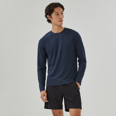 Haut à manches longues sport pour hommes - Mélange De Bleu Foncé