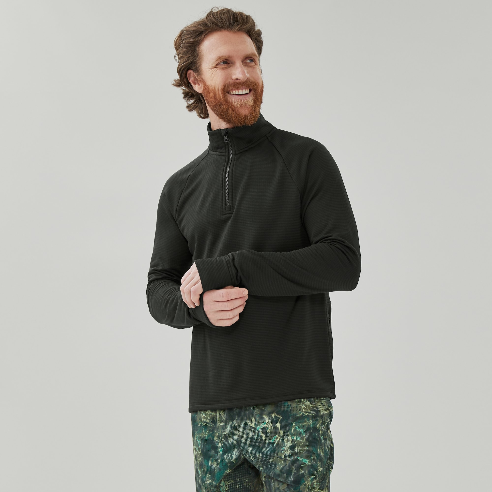 Men's Active Quarter-Zip Pullover in Black Mix from Joe Fresh
