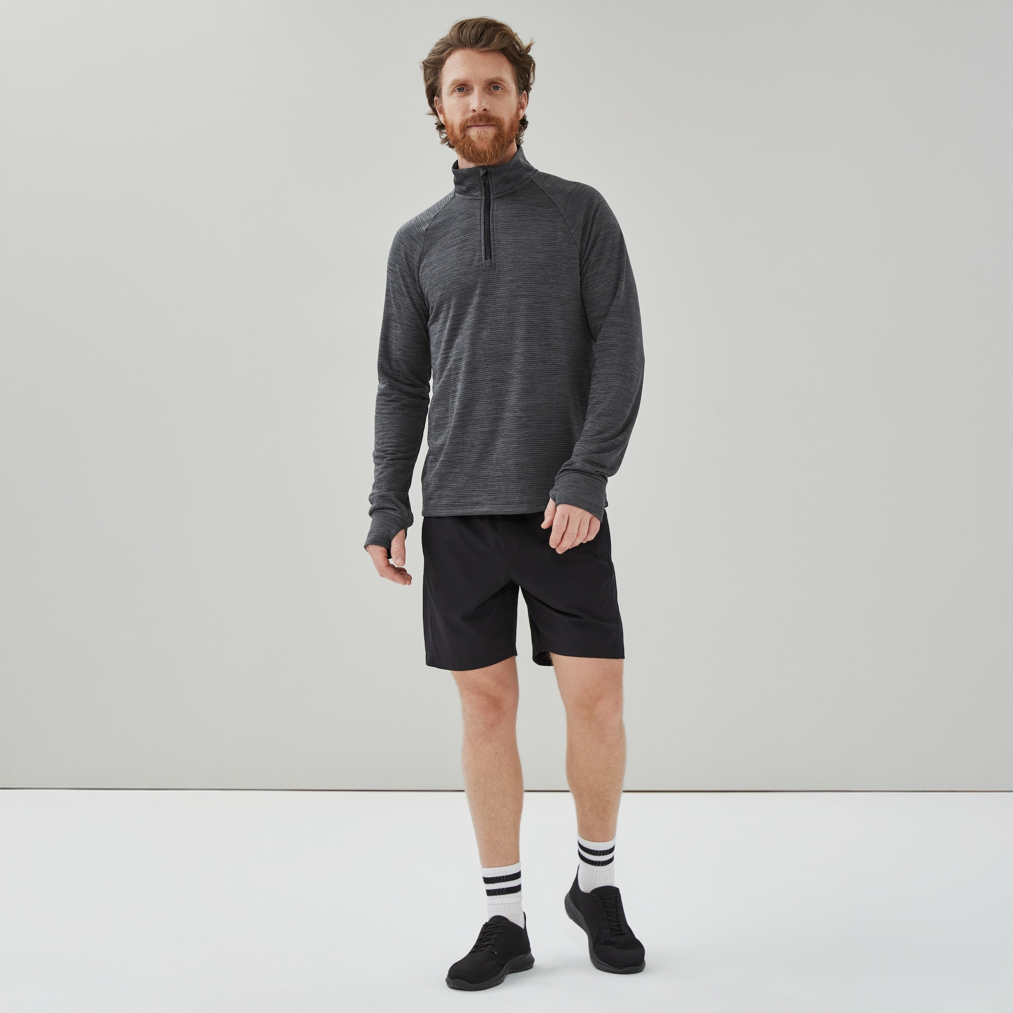 Men's Active Quarter-Zip Pullover in Charcoal Mix from Joe Fresh