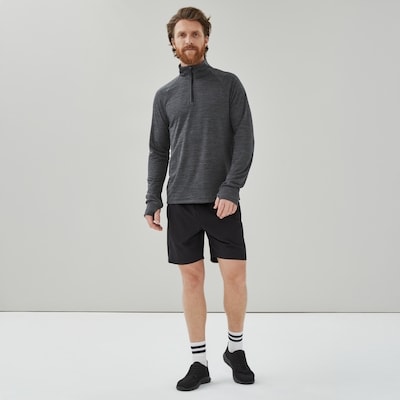 Chandail sport fermeture éclair un quart, hommes - Mélange D'Anthracite