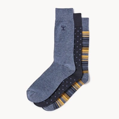 Ens. de 3 paires de chaussettes tube pour hommes - Bleu denim