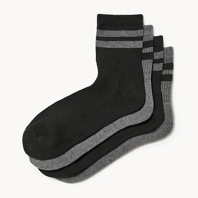 Men's 4-Pack Quarter-Crew Socks - Black