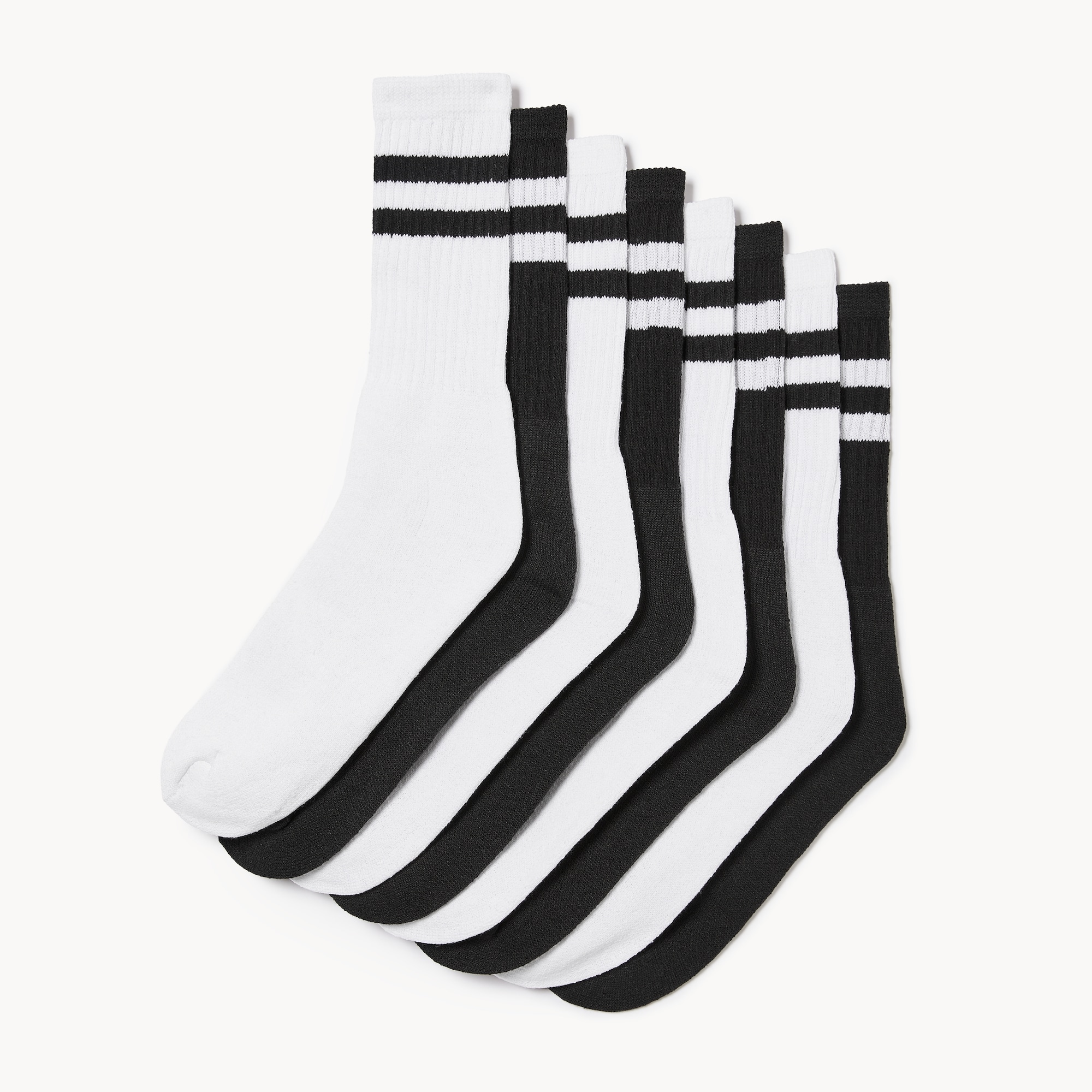 Ens. 8 paires de chaussettes tube rayées, hommes