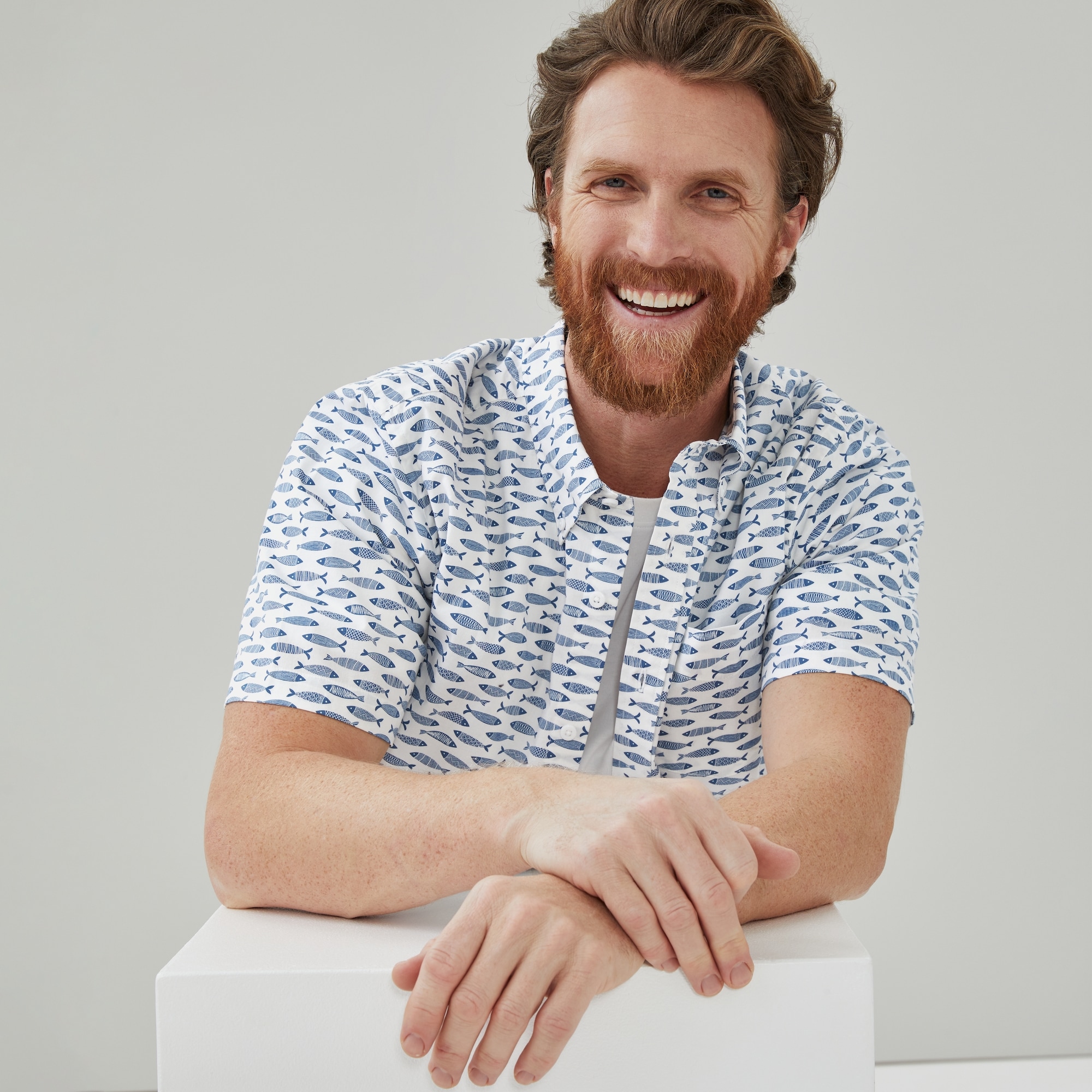 Men's Printed Button-Down Shirt