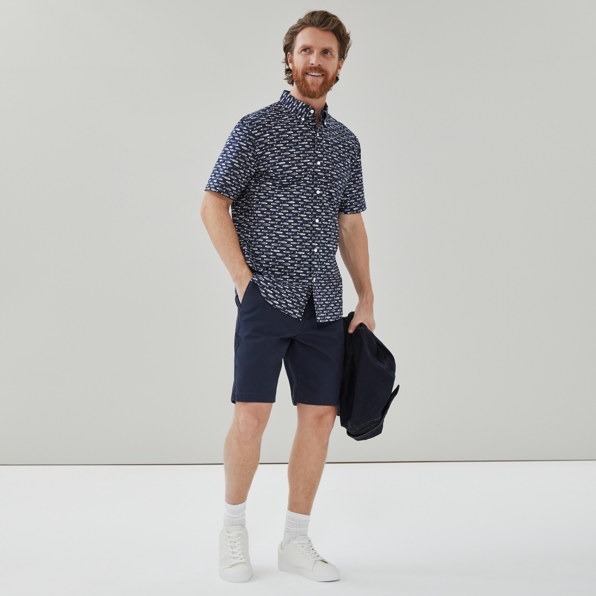 T-shirt boutonné imprimé pour hommes