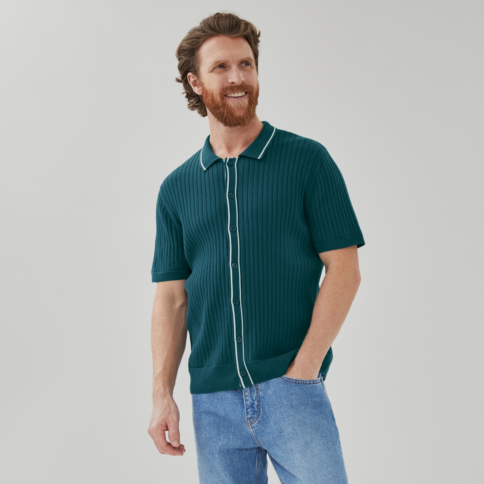 Chandail polo boutonné pour hommes