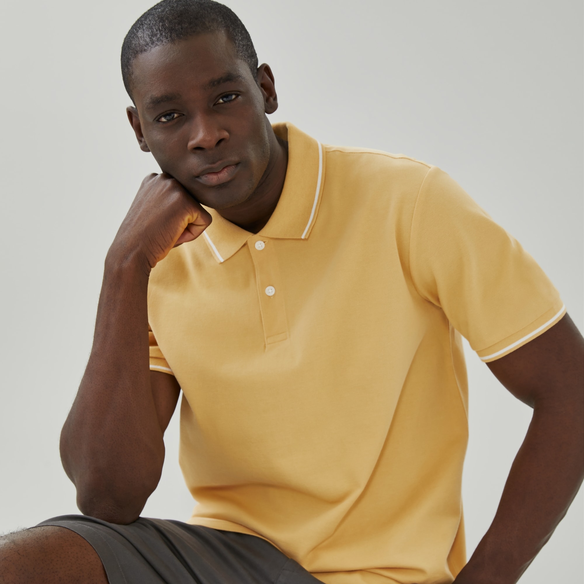 Men's Essential Pique Polo in Light Gold from Joe Fresh
