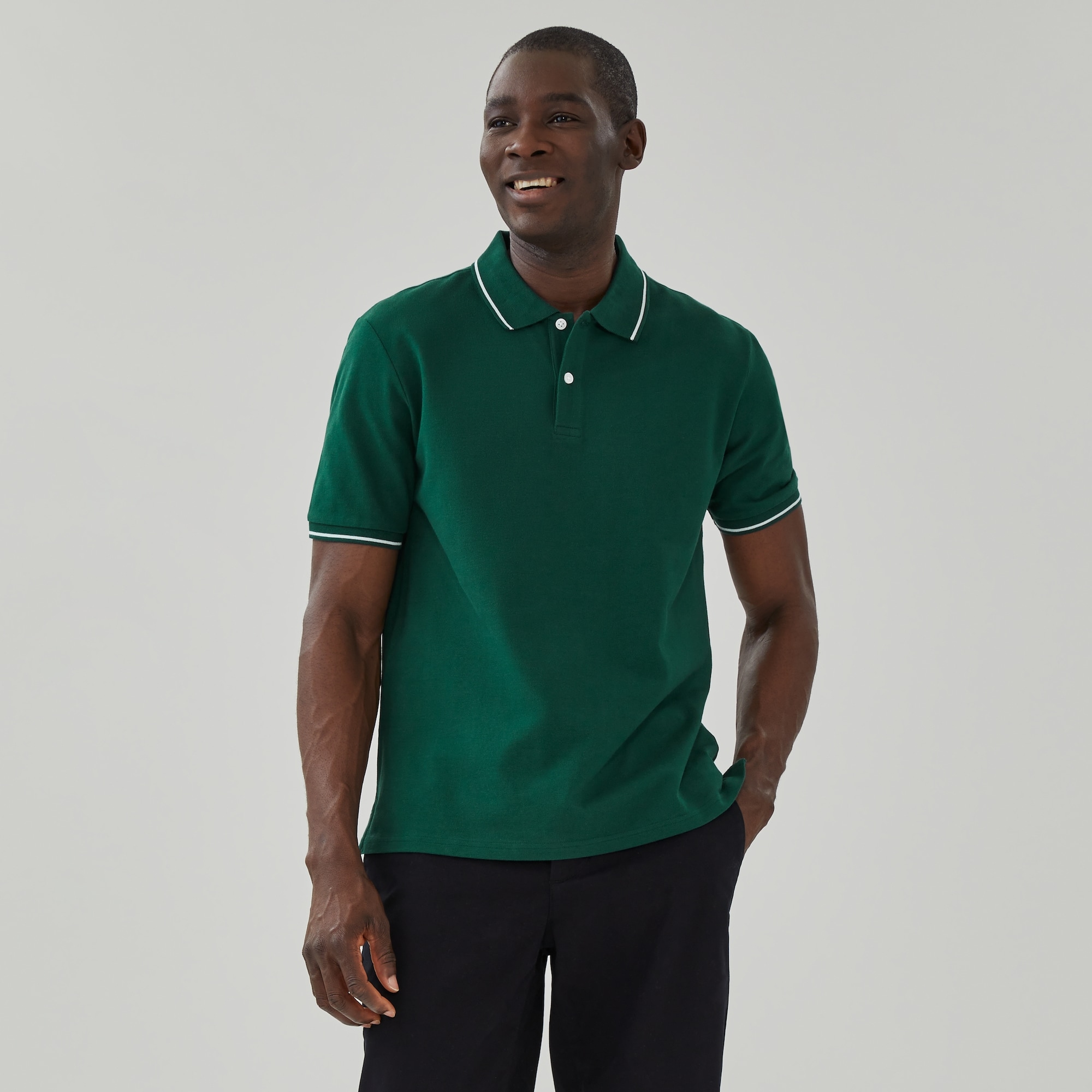 Men's Essential Pique Polo in Dark Teal from Joe Fresh
