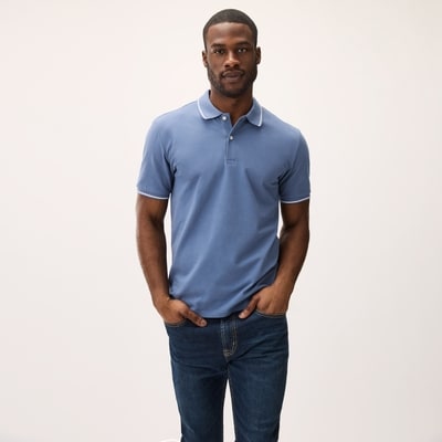 Men's Essential Pique Polo - Dusty Blue