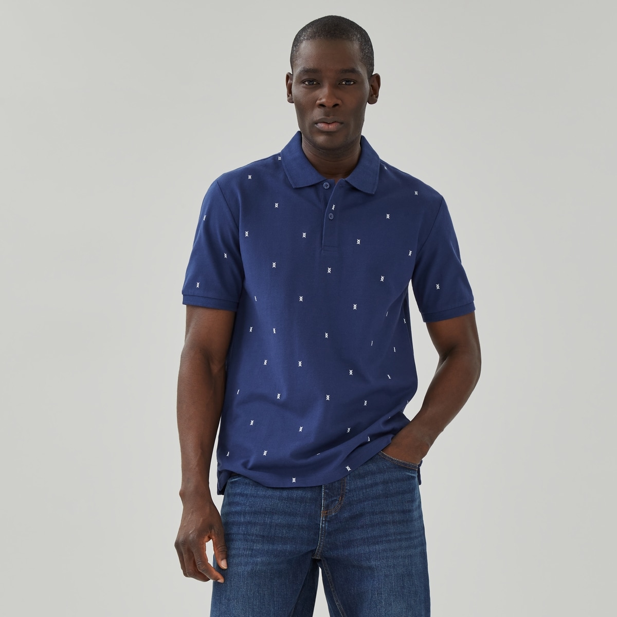 Polo piqu essentiel imprim pour hommes - Marine