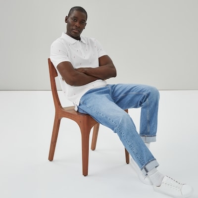 Polo piqué essentiel imprimé pour hommes - Blanc pur