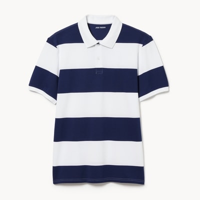 Men's Essential Striped Pique Polo in Dark Blue from Joe Fresh