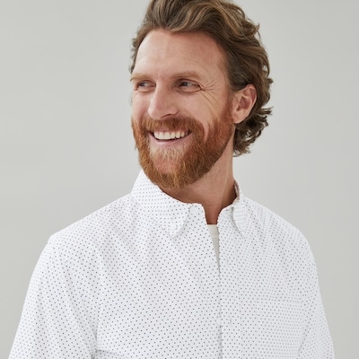 Men's Flex Printed Button-Down Shirt - Bright White