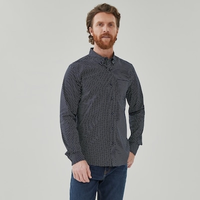 Chemise souple boutonnée imprimée pour hommes - Marine foncé