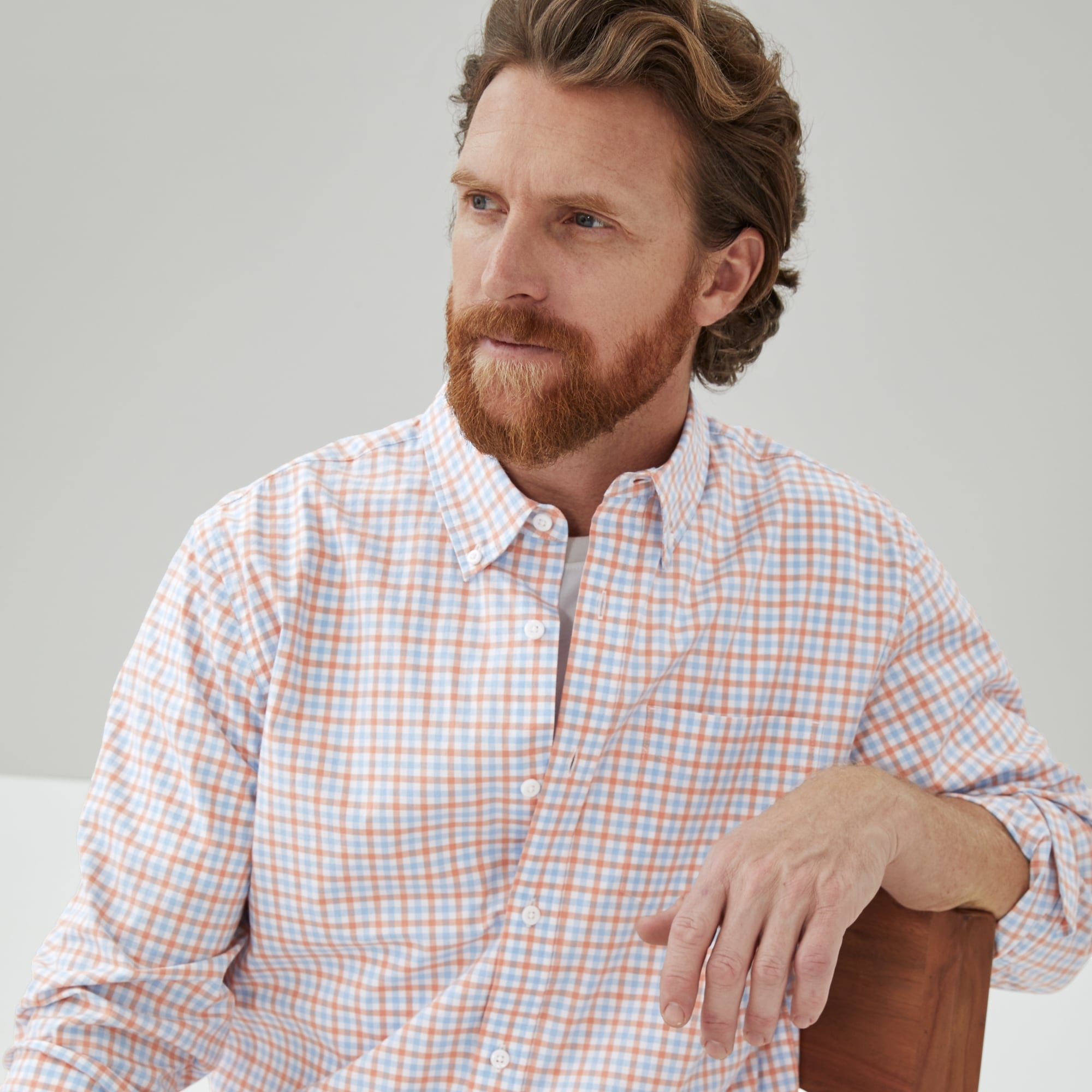 Chemise boutonnée en popeline pour hommes