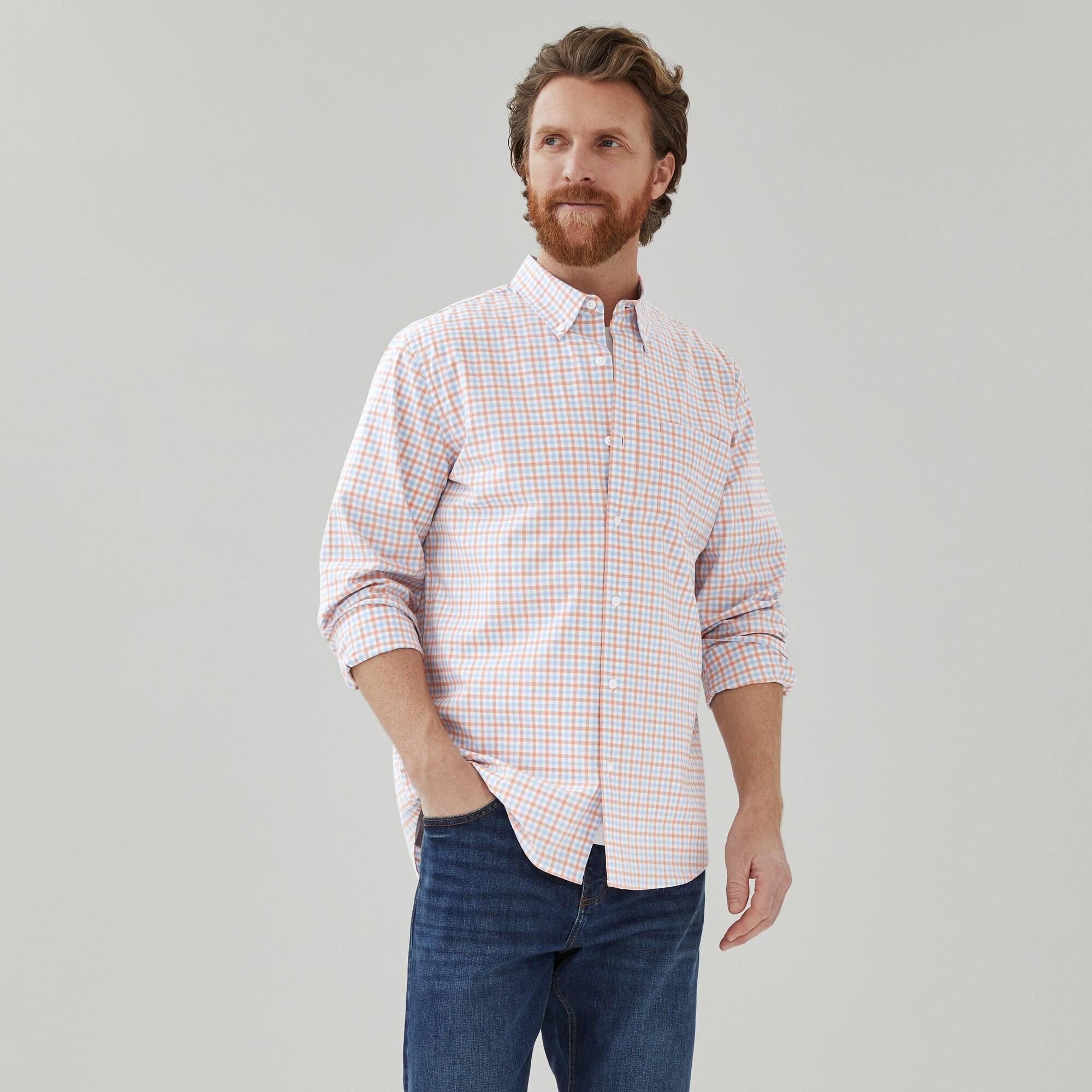 Chemise boutonnée en popeline pour hommes