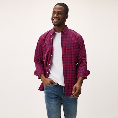 Men's Poplin Botton-Down Shirt - Red