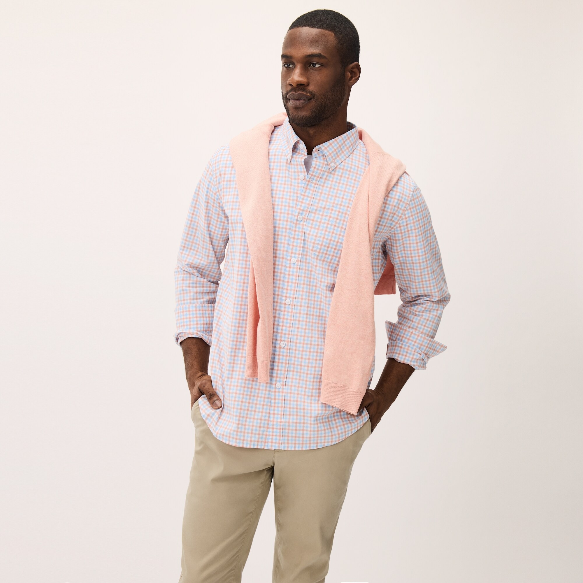 Chemise boutonnée en popeline pour hommes