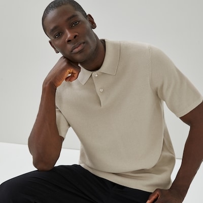 Polo en tricot classique manches courtes, hommes - Galet