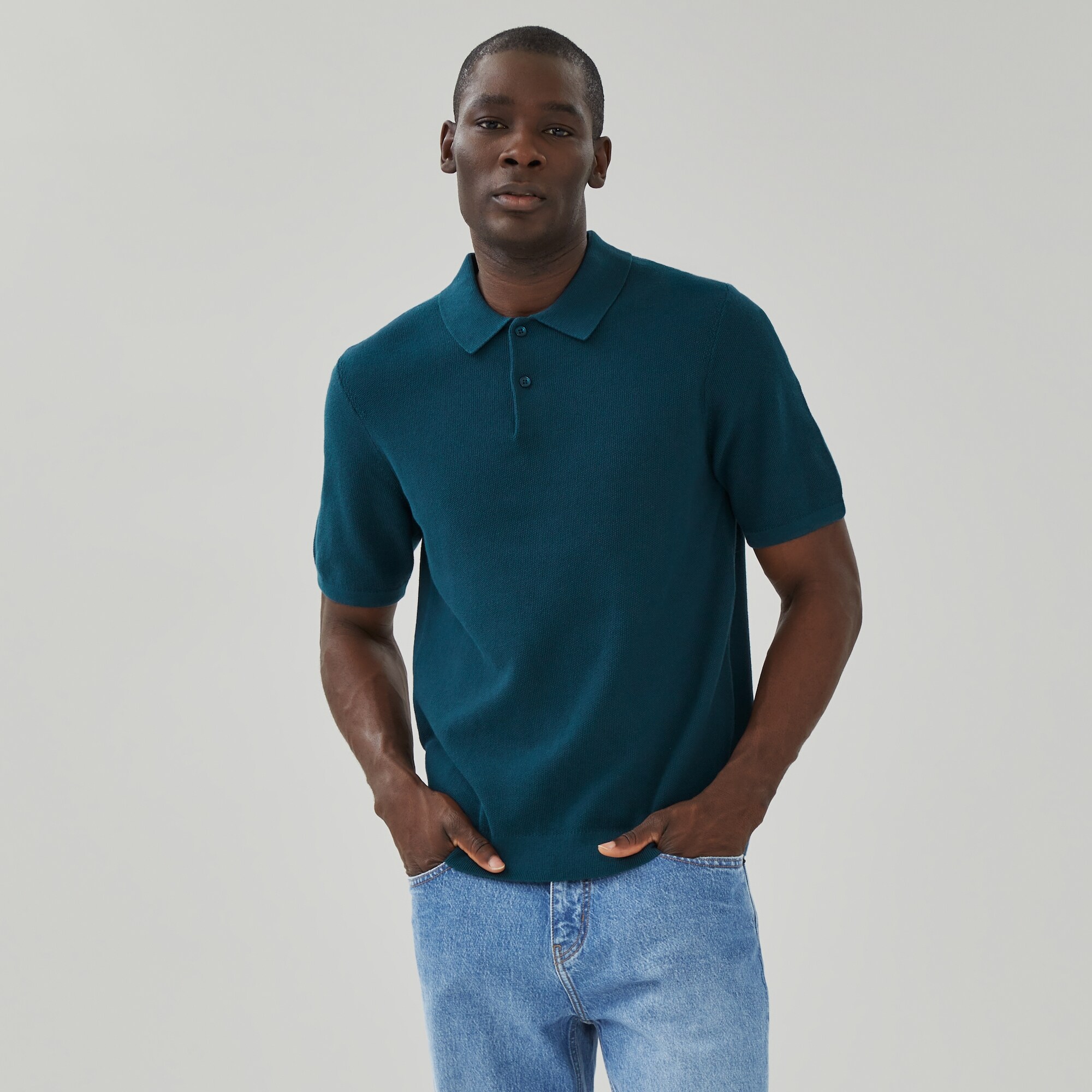 Polo en tricot classique manches courtes, hommes 