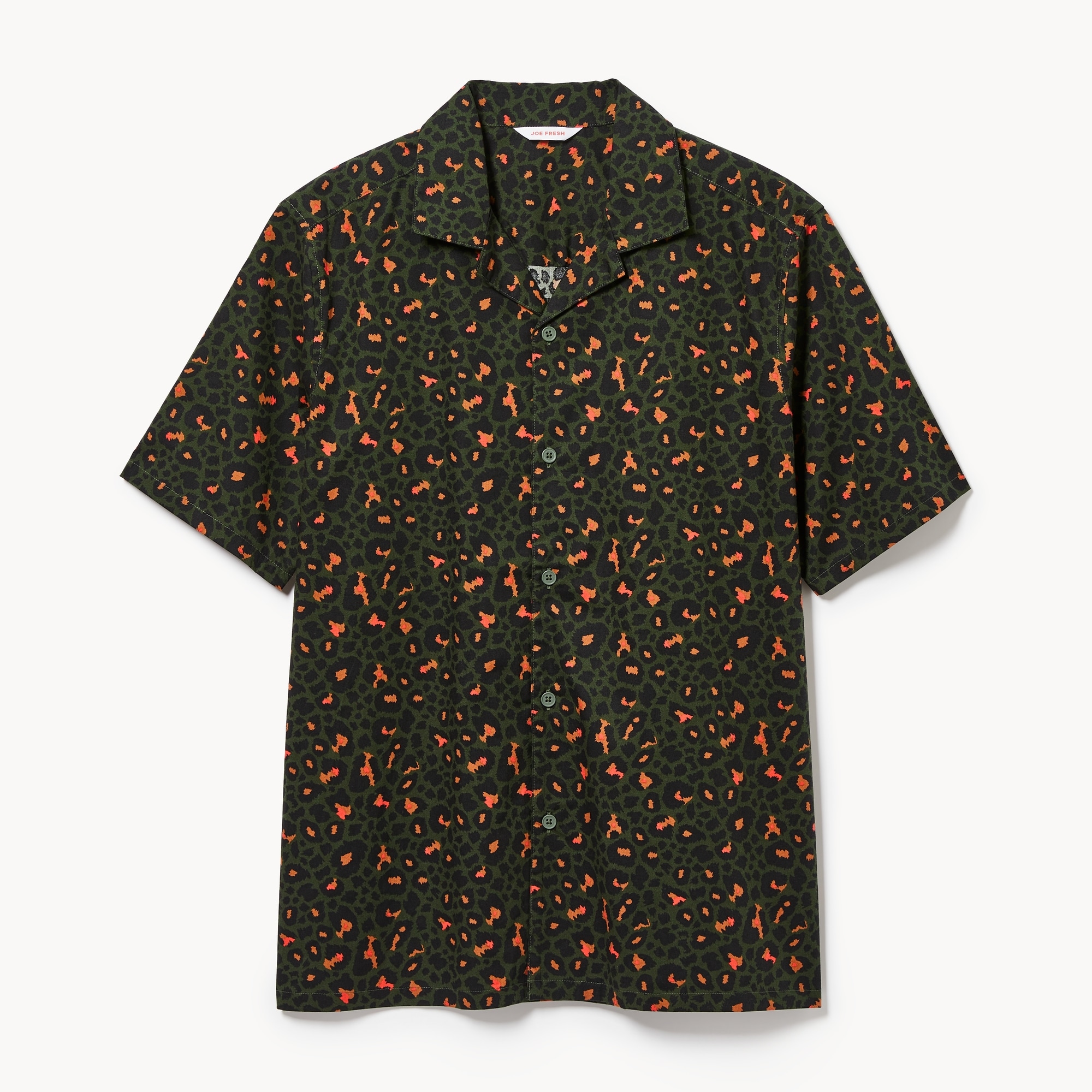 Men's Printed Camp Collar Shirt in Green from Joe Fresh
