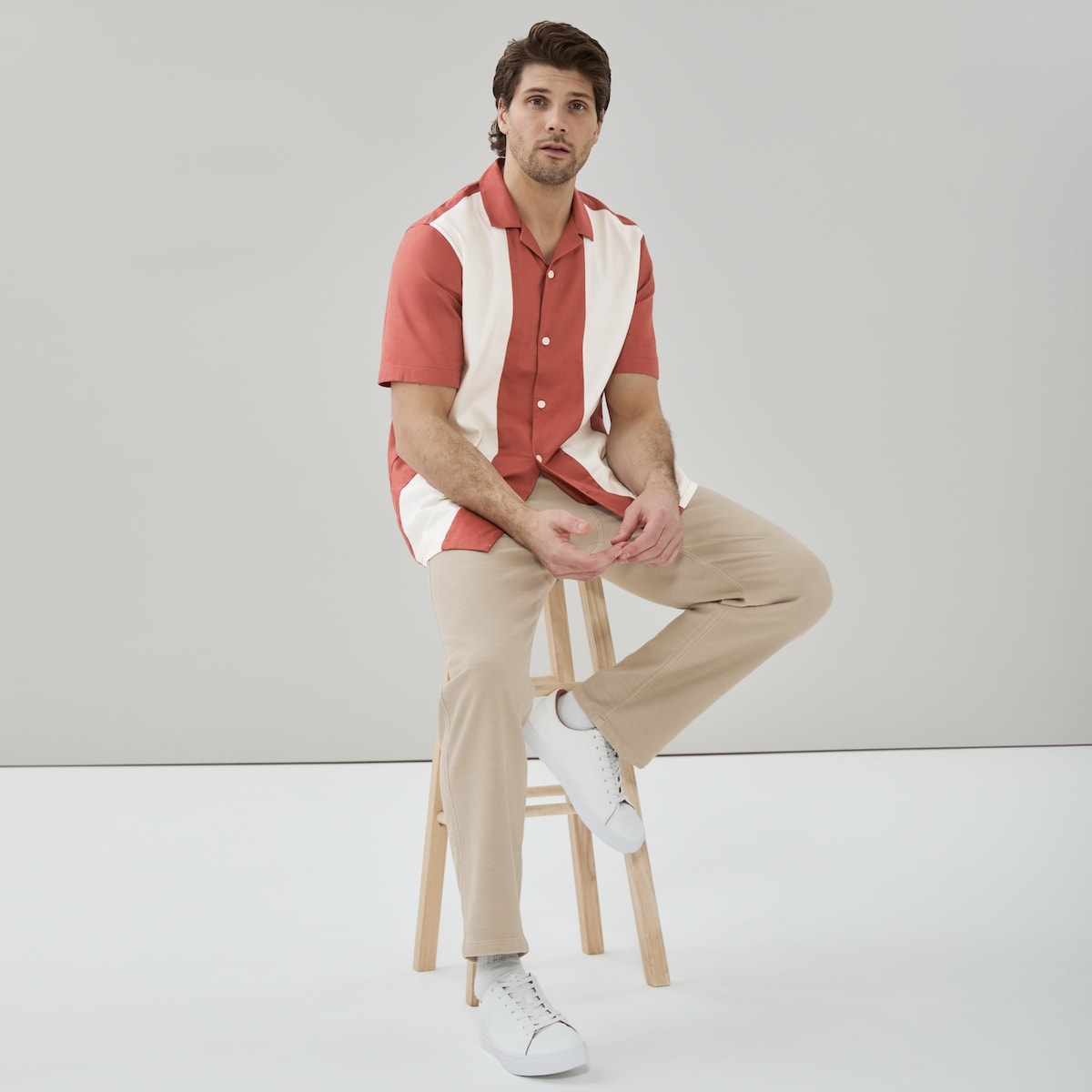 Men's Colour-Block Bowling Shirt