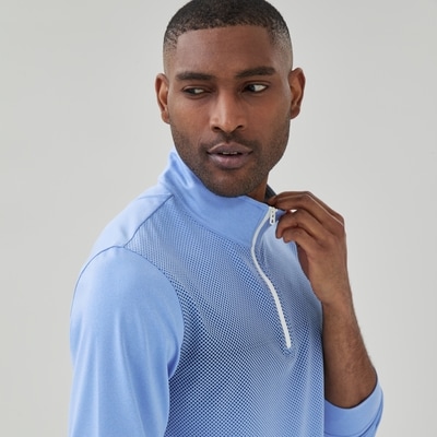 Men's Active Quarter-Zip Sweater - Light Blue Mix