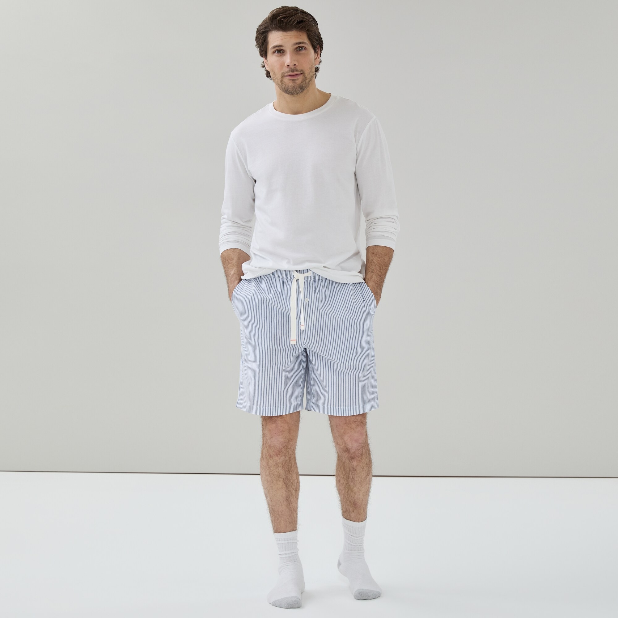 JINSHI Homme Bas de Pyjama Vêtements de Nuit Élastique Court Pantalon Shorts Modal avec Poches 2Pack-01 Small