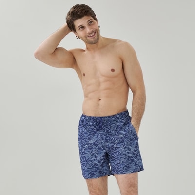 Slip de bain imprimé pour hommes - Bleu Foncé