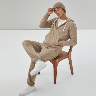 Men's Active Zip-Up Hoodie - Dark Brown Mix