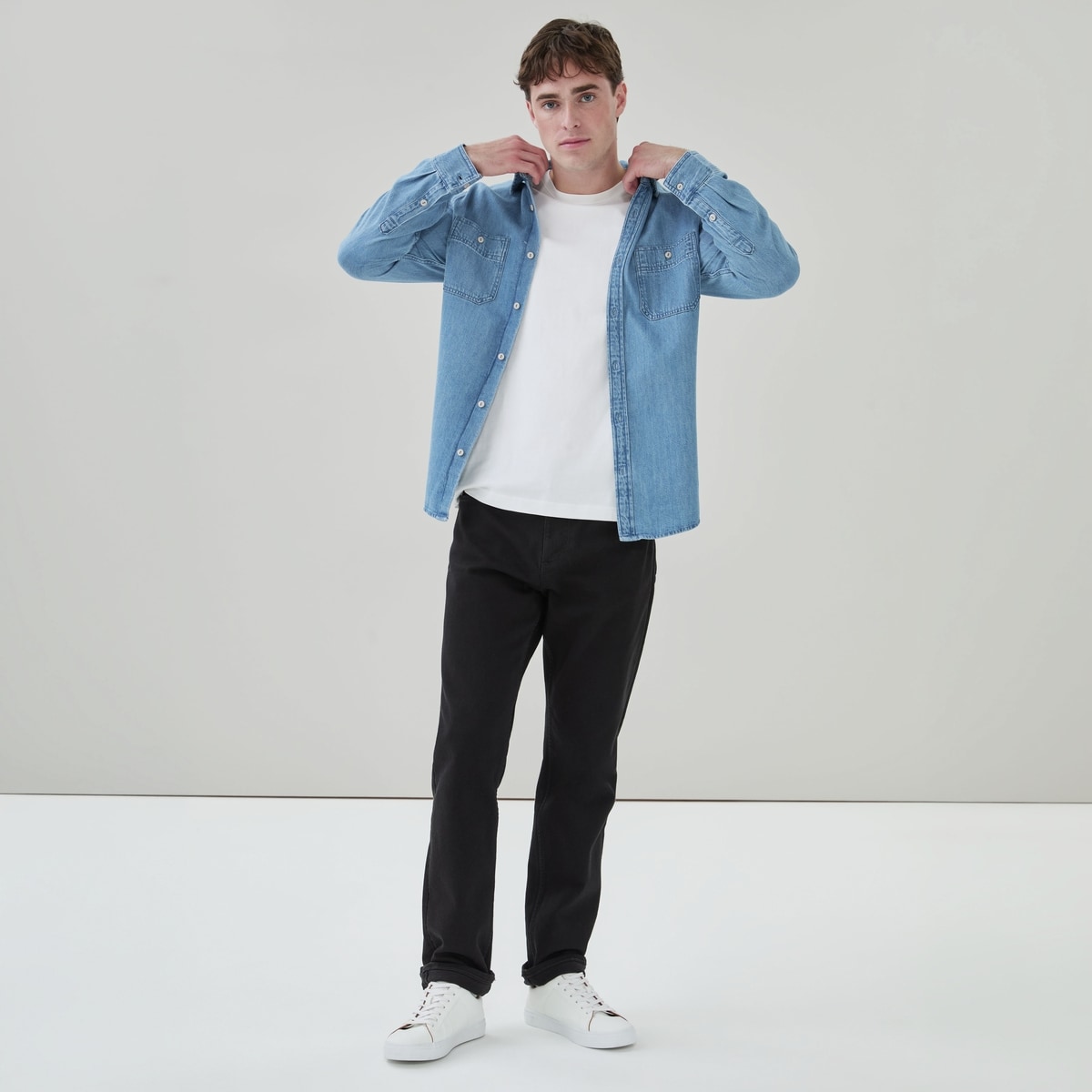 Men's Denim Button-Up Shirt - Medium Wash