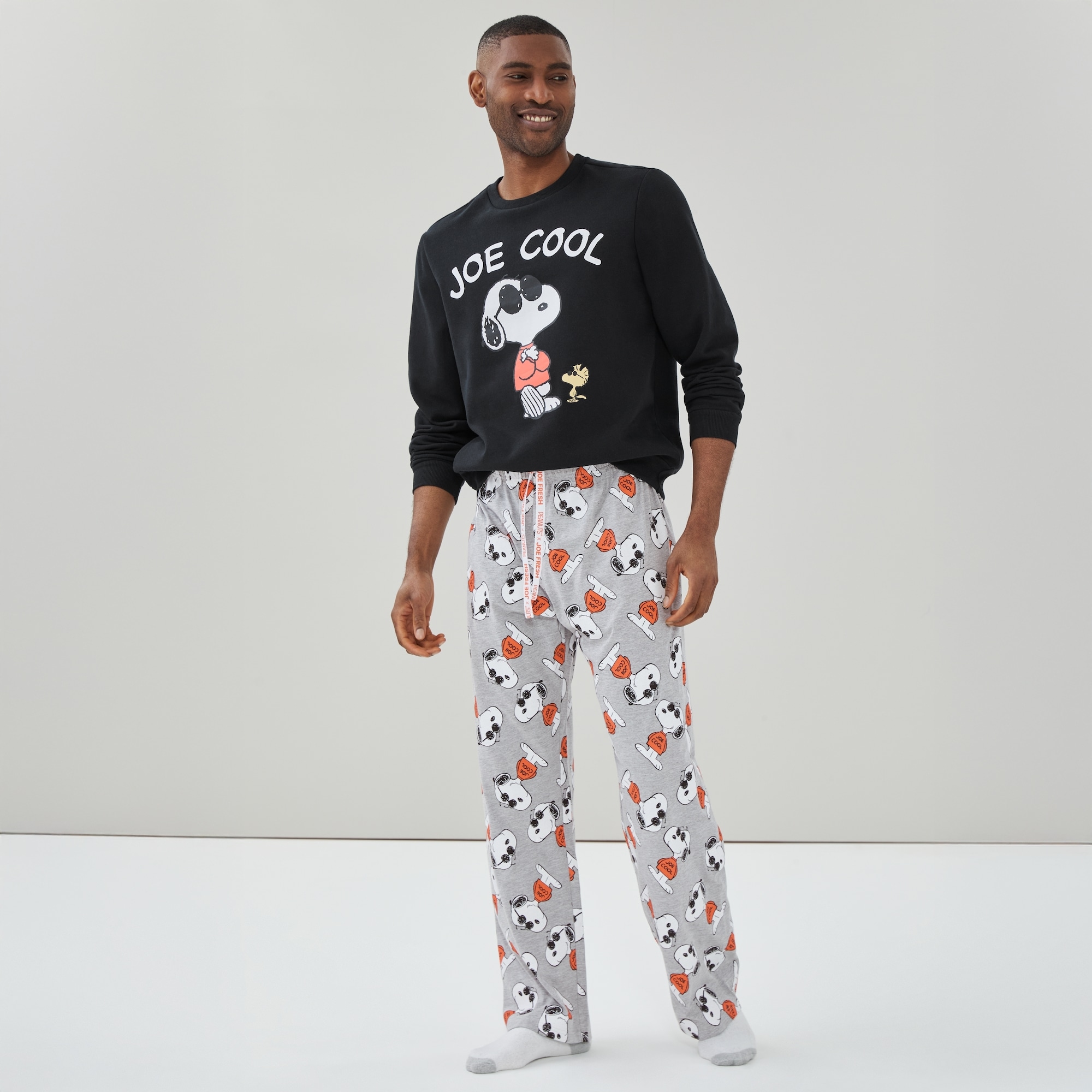 Men's Peanuts Printed Sleep Pant in Grey Mix from Joe Fresh