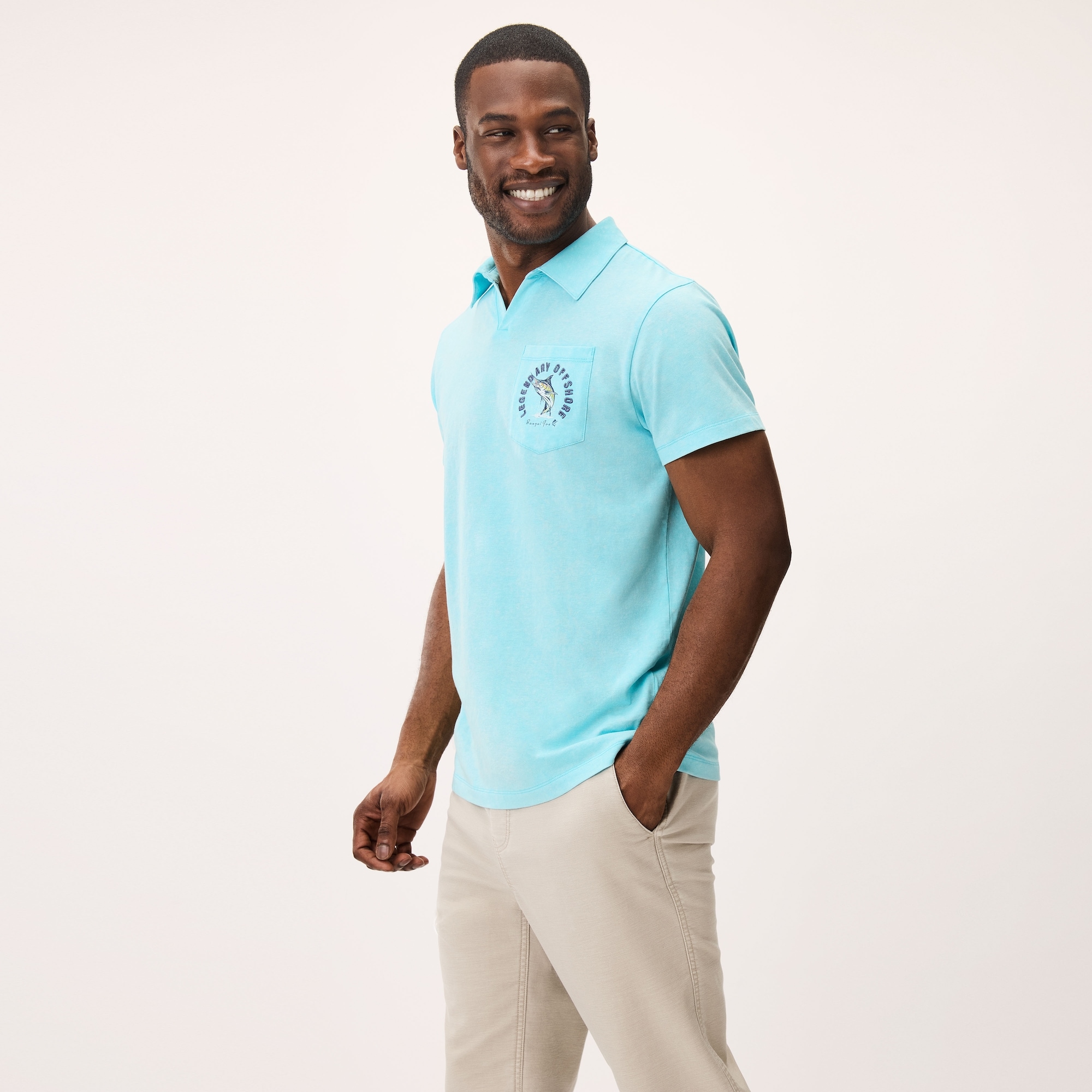 Men's Banzai Joe Graphic Polo T-Shirt in Light Blue from Joe Fresh