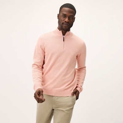 Chandail essentiel fermeture éclair 1/4, hommes - Mélange De Corail