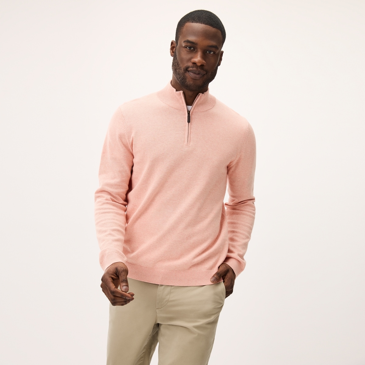 Men's Essential Quarter-Zip Sweater - Coral Mix
