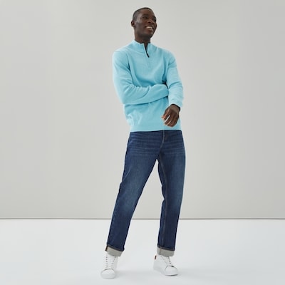 Men's Essential Quarter-Zip Sweater - Teal Mix