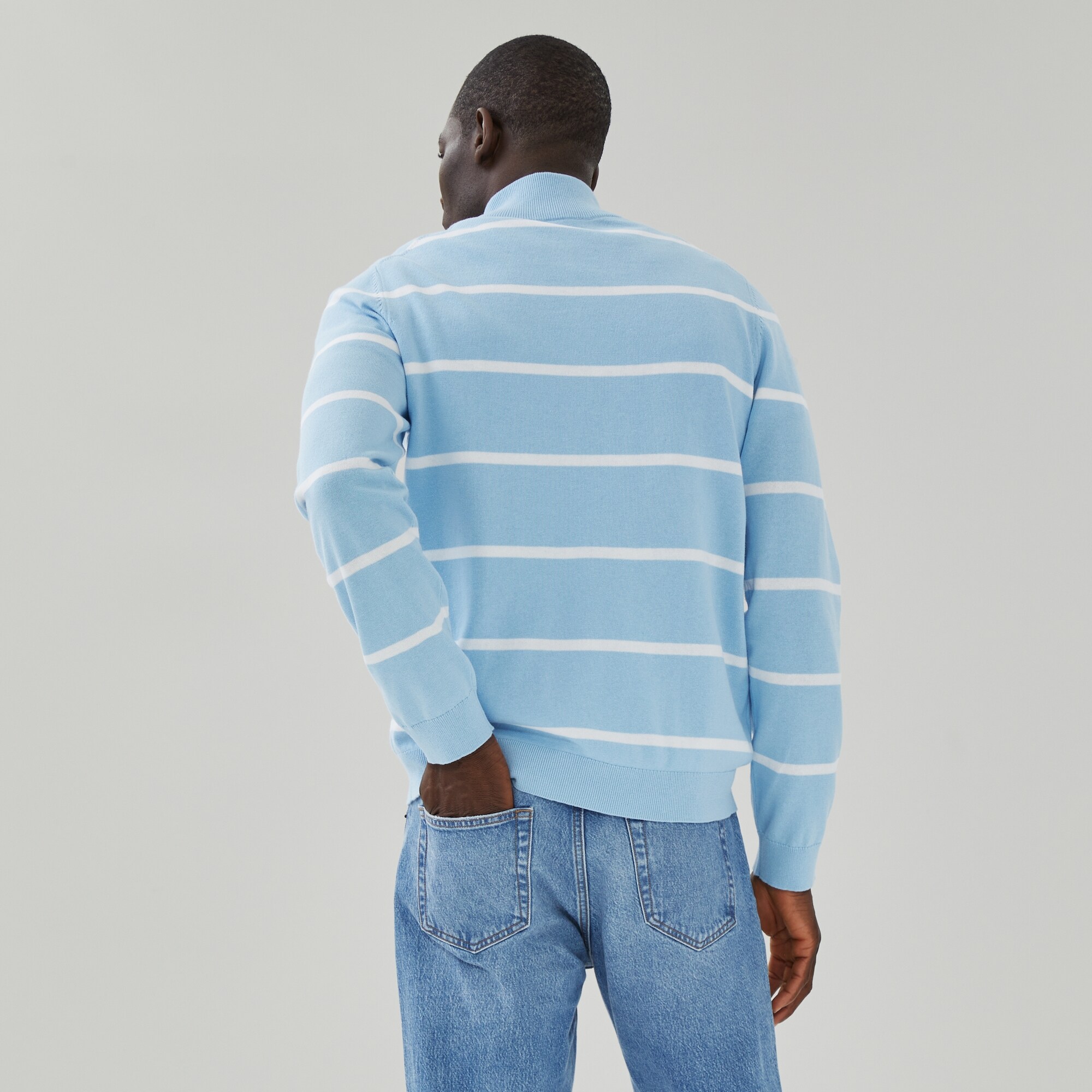 Men's Essential Striped Quarter-Zip Sweater
