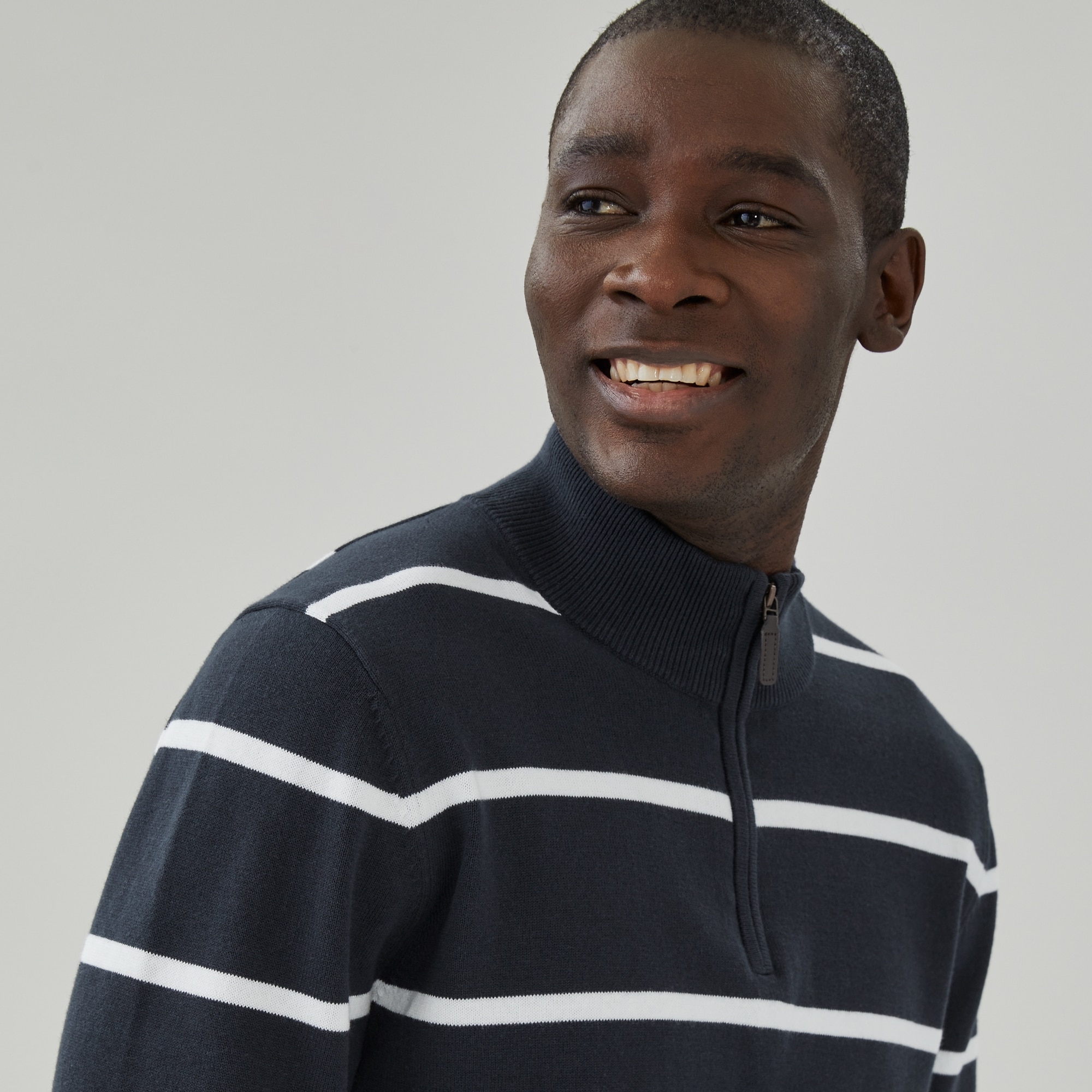 Chandail essentiel rayé à fermeture éclair 1/4