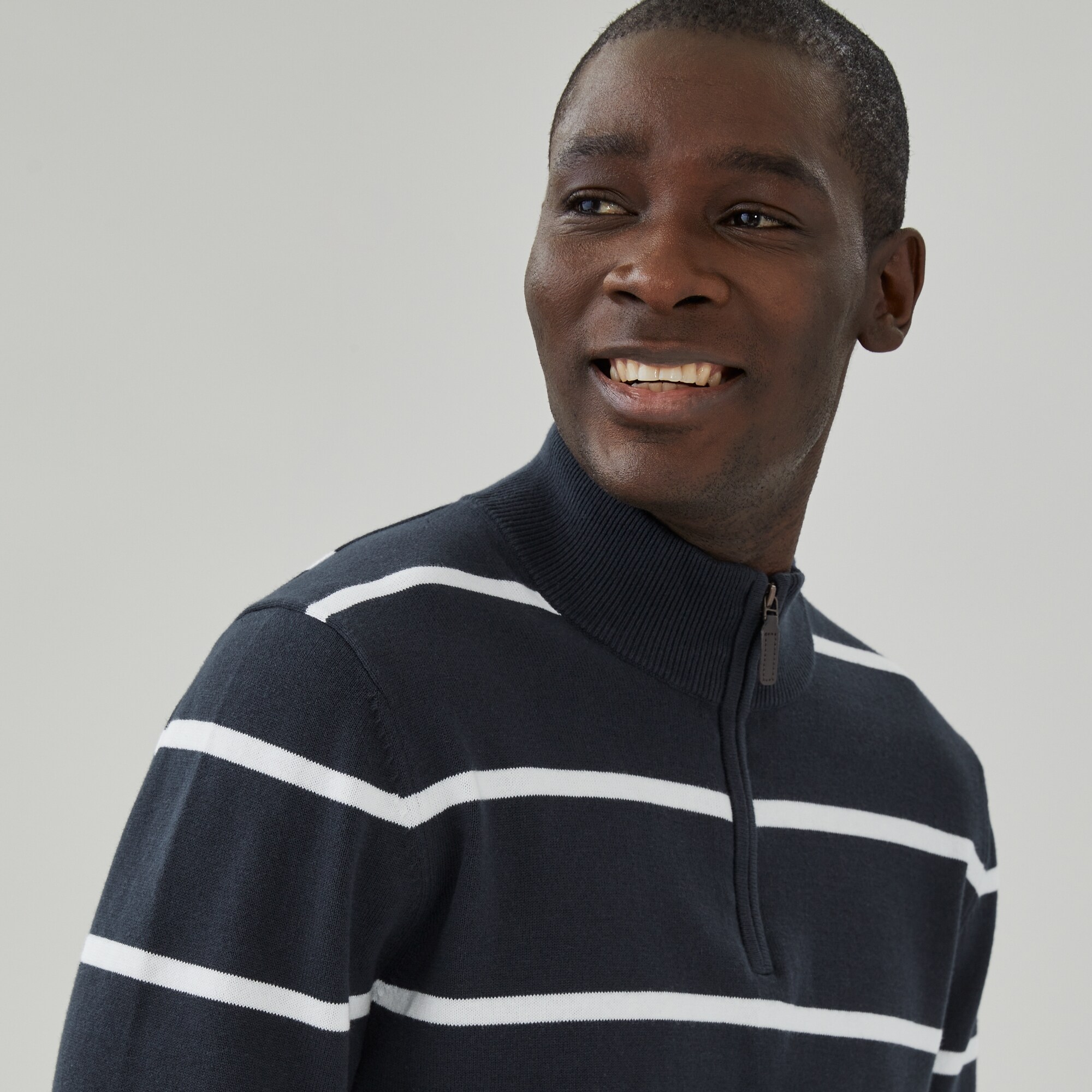 Men's Essential Striped Quarter-Zip Sweater