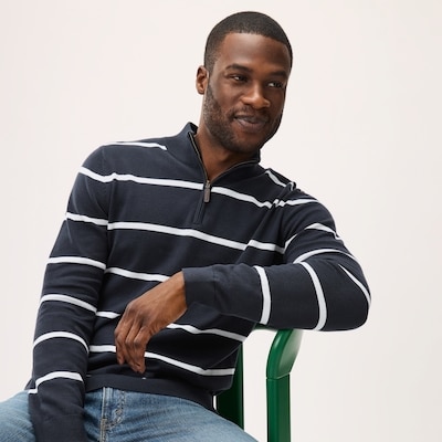 Joe Fresh Men's Essential Striped Quarter-Zip Sweater 1 ea, $39.00/1ea