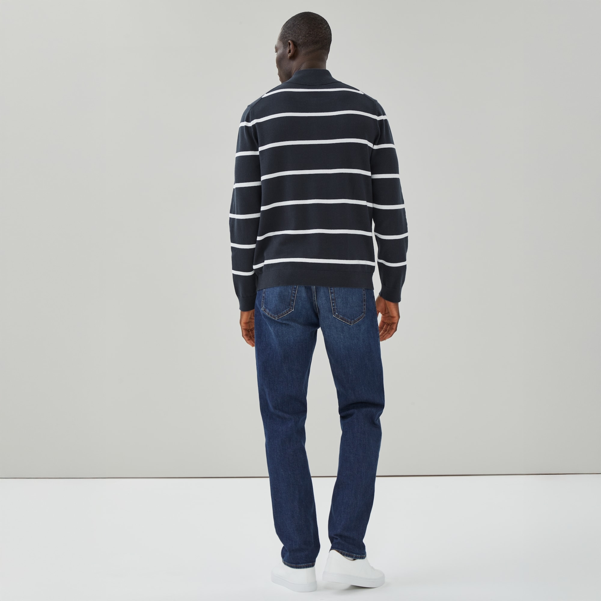 Men's Essential Striped Quarter-Zip Sweater