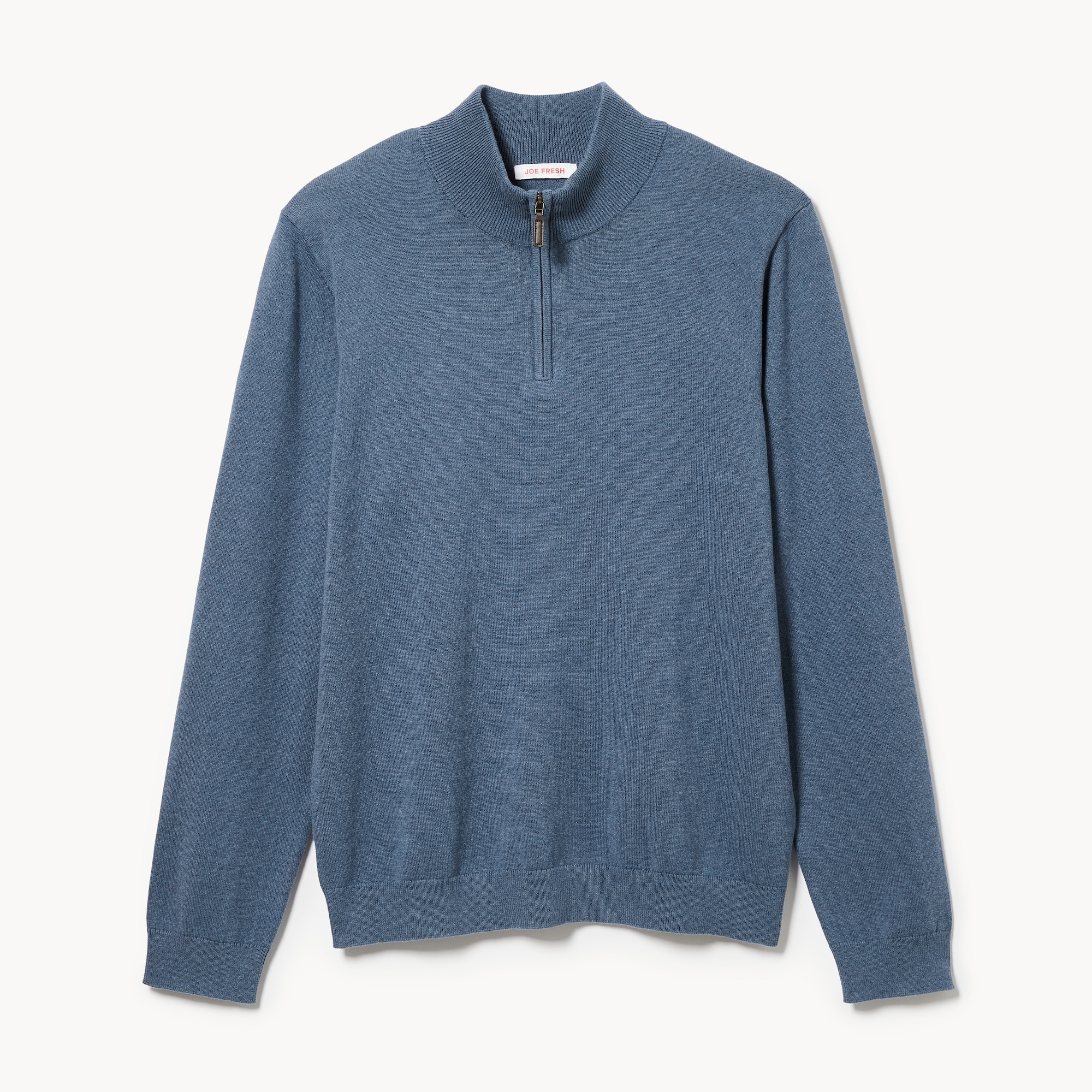 Men's Essential Quarter-Zip Sweater in Dark Blue Mix from Joe Fresh