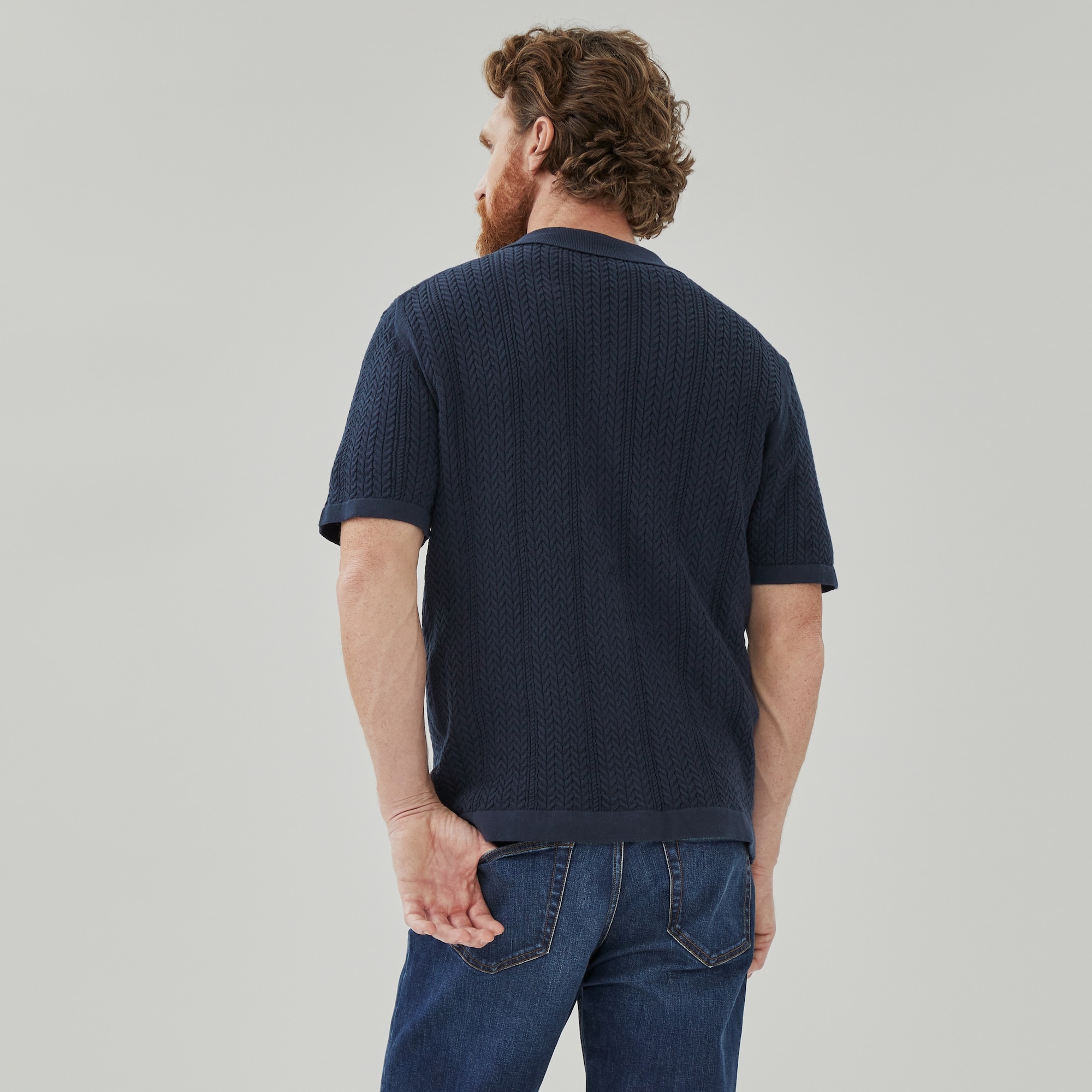 Chandail polo boutonné rayé pour hommes