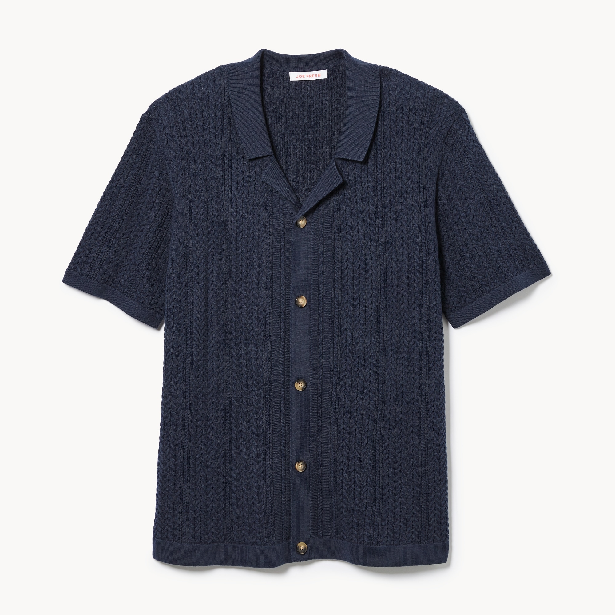 Men's Striped Button-Up Polo Sweater in Dark Navy from Joe Fresh